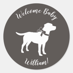 Labrador Dog Theme Baby shower Genderneutraal Ronde Sticker