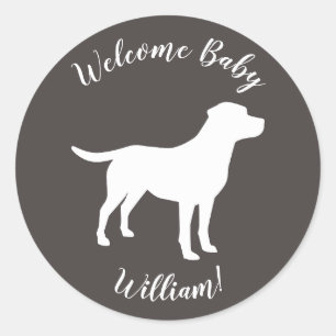 Labrador Dog Theme Baby shower Genderneutraal Ronde Sticker