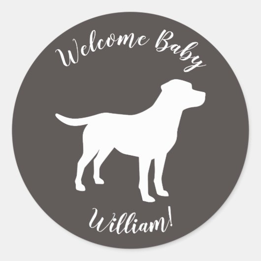 Labrador Dog Theme Baby shower Genderneutraal Ronde Sticker (Voorkant)