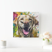 Labrador Dog Vierkante Klok (Huis)