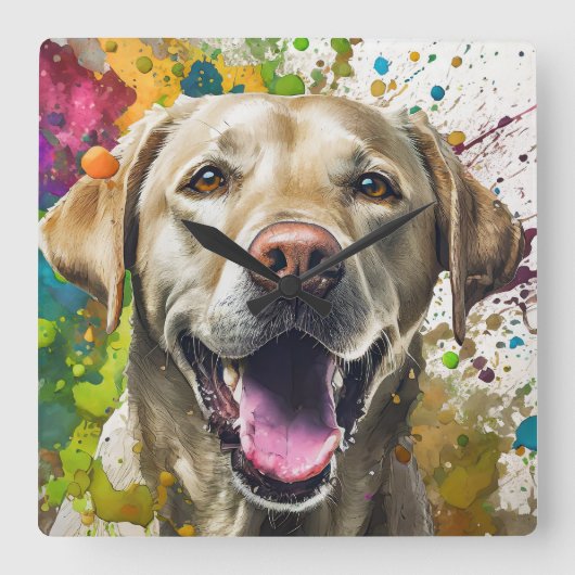 Labrador Dog Vierkante Klok (Voorkant)
