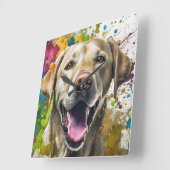 Labrador Dog Vierkante Klok (Hoek)