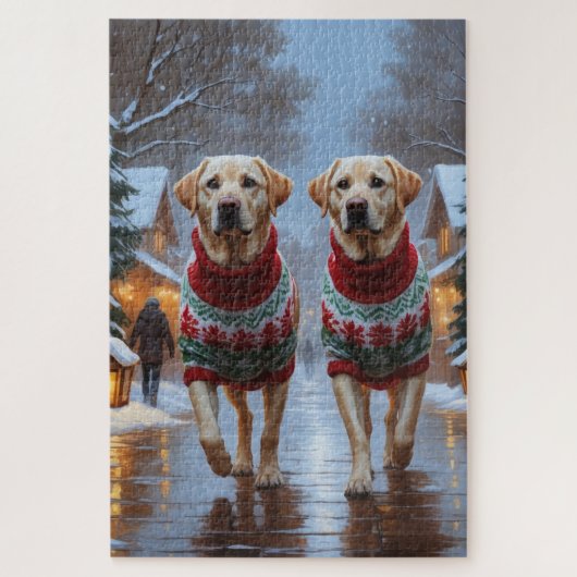 Labrador Dogs Christmas Snow Holiday Legpuzzel (Verticaal)