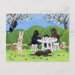 Labrador & Easter Eggs Feestdagenkaart