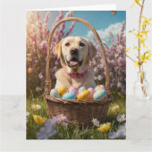 Labrador Easter Eggs Kaart (Gele Bloem)