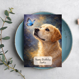 Labrador en Blauwe Vlinder Kaart