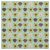 Labrador Faces Sunflower mint Stof (Swatch)