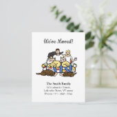 Labrador Familie Cartoon Verhuisbericht Aankondigingskaart (Staand voorkant)