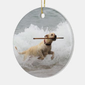 Labrador - Geel - Go Fetch! Keramisch Ornament (Links)