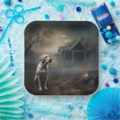 labrador halloween eng papieren bordje (Feest)