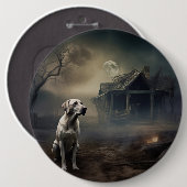 labrador halloween eng ronde button 6,0 cm (Voorkant /achterkant)
