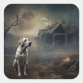 labrador halloween eng vierkante sticker (Voorkant)