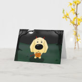 Labrador Halloween Kaart (Gele Bloem)