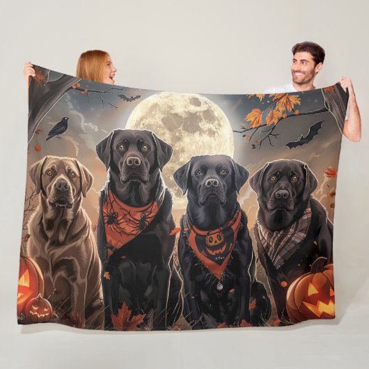 Labrador Halloween Spooky Fleece Deken (In situ)