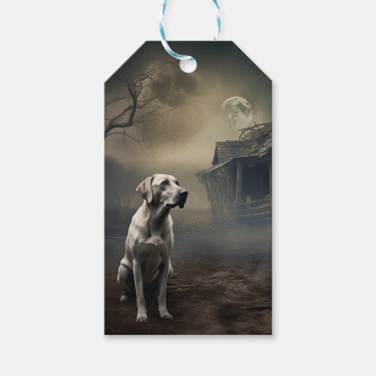 Labrador Halloween Verschrikkelijk Cadeaulabel (Voorkant)