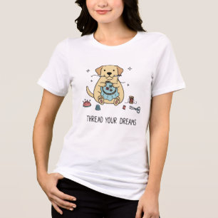 Labrador Hond Borduurhaak Creatieve Hobby Kunst Tri-Blend Shirt