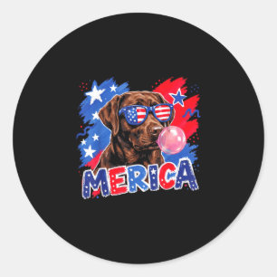 Labrador hond bubblegum 4 juli Amerikaanse vlag Ronde Sticker