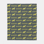 Labrador hond, donkergrijze aangepaste naam herhal fleece deken (Voorkant)