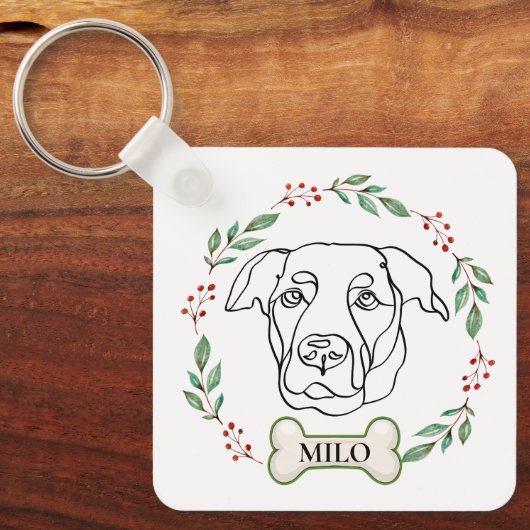 Labrador Hond Gepersonaliseerd Kerstcadeau Sleutelhanger (Voorkant)