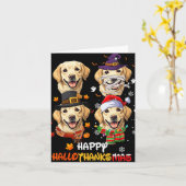Labrador Hond Hallothanksmas Halloween Thanksgivin Kaart (Gele Bloem)