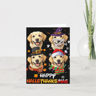 Labrador Hond Hallothanksmas Halloween Thanksgivin Kaart