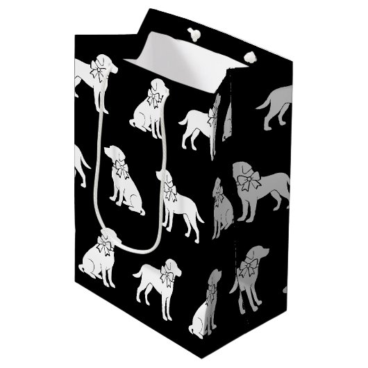 Labrador hond in grote geschenkboog medium cadeauzakje (Voorkant Gekanteld)