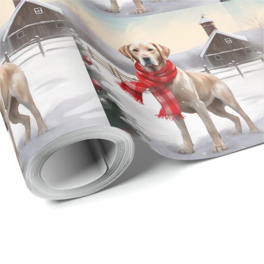 Labrador Hond in Sneeuw Kerstmis Cadeaupapier (Rol Hoek)