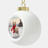 Labrador Hond in Sneeuw Kerstmis Keramische Bal Ornament (Rechts)