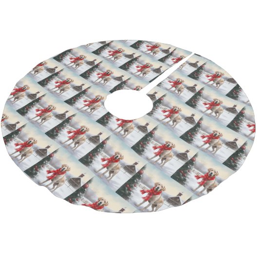 Labrador Hond in Sneeuw Kerstmis Kerstboom Rok (Gekanteld)