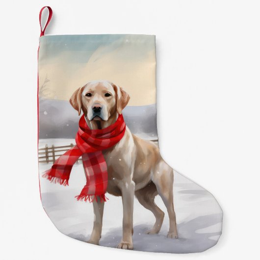 Labrador Hond in Sneeuw Kerstmis Kleine Kerstsok (Voorkant)