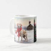 Labrador Hond in Sneeuw Kerstmis Koffiemok (Voorkant links)
