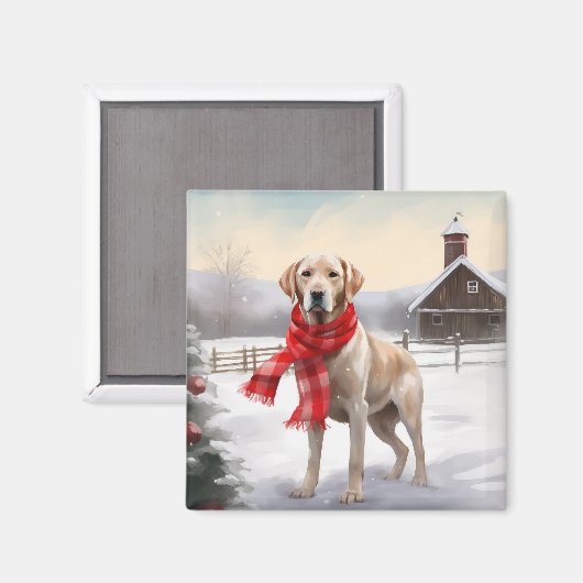Labrador Hond in Sneeuw Kerstmis Magneet (Voorkant / Achterkant)