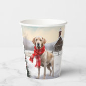 Labrador Hond in Sneeuw Kerstmis Papieren Bekers (Achterkant)