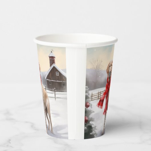 Labrador Hond in Sneeuw Kerstmis Papieren Bekers (Rechts)