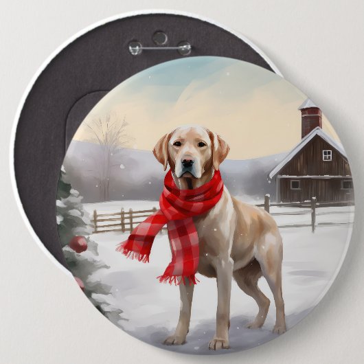 Labrador Hond in Sneeuw Kerstmis Ronde Button 6,0 Cm (Voorkant /achterkant)