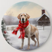 Labrador Hond in Sneeuw Kerstmis Ronde Button 6,0 Cm (Voorkant)