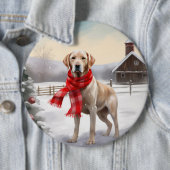 Labrador Hond in Sneeuw Kerstmis Ronde Button 6,0 Cm (In situ)