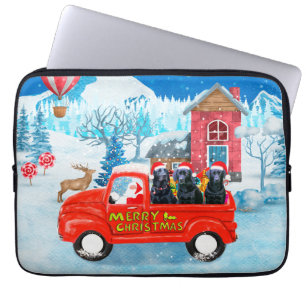 Labrador-hond Kerstbezorgingswagen Sneeuw Laptop Sleeve