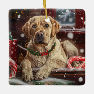 Labrador Hond Kerstfeest Keramisch Ornament