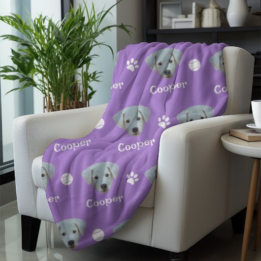 labrador hond, lavendel aangepaste naam fleece deken