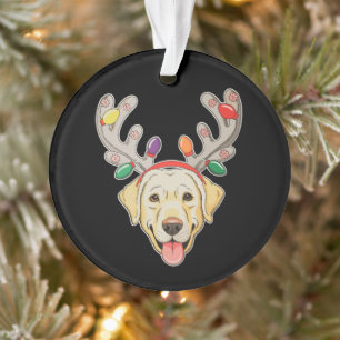 Labrador-hond Rendier-geweien Kerstverlichting Ornament