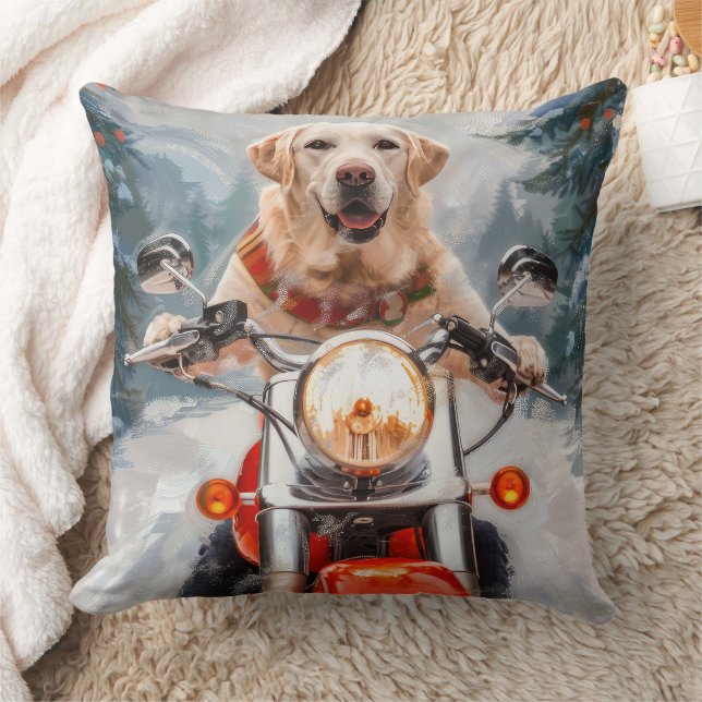 Labrador Hond Rijden Motorfiets Kerstmis Kussen (Deken)