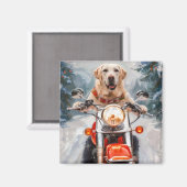 Labrador Hond Rijden Motorfiets Kerstmis Magneet (Voorkant / Achterkant)