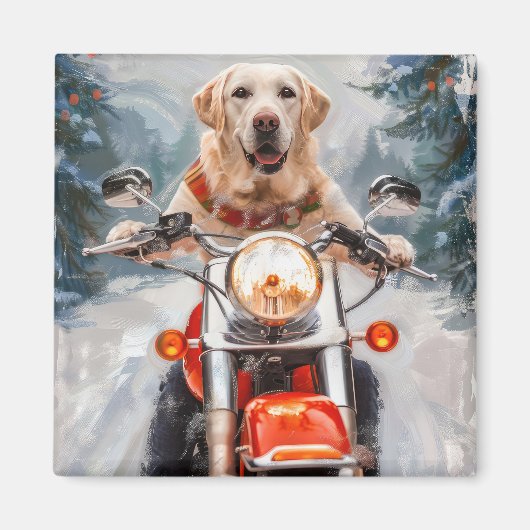Labrador Hond Rijden Motorfiets Kerstmis Magneet (Voorkant)
