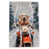Labrador Hond Rijden Motorfiets Kerstmis Medium Cadeauzakje (Voorkant)