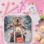 Labrador Hond Rijden Motorfiets Kerstmis Papieren Bordje (Feest)