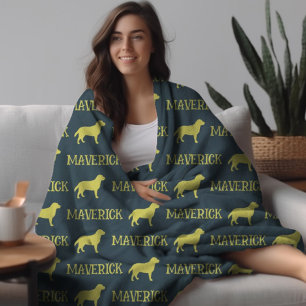 labrador hond, staal blauw aangepaste naam herhale fleece deken