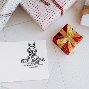 Labrador Hond Vrolijk Kerstmis Retouradres Rubberstempel