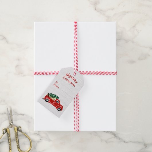 Labrador-honden in Red Kersttruck Cadeaulabel (Met Touw)