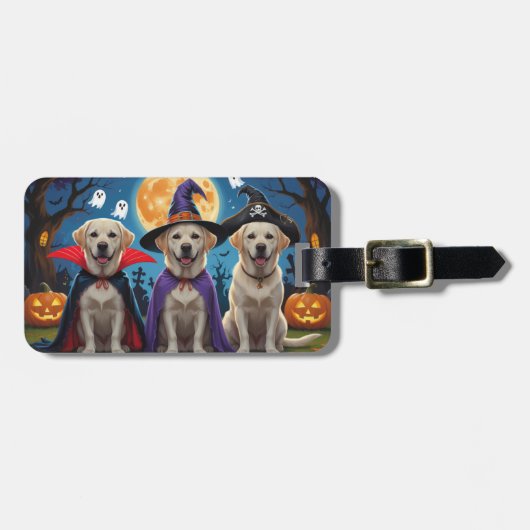 Labrador Honden Pompoen Halloween Grappig Bagagelabel (Voorkant horizontaal)